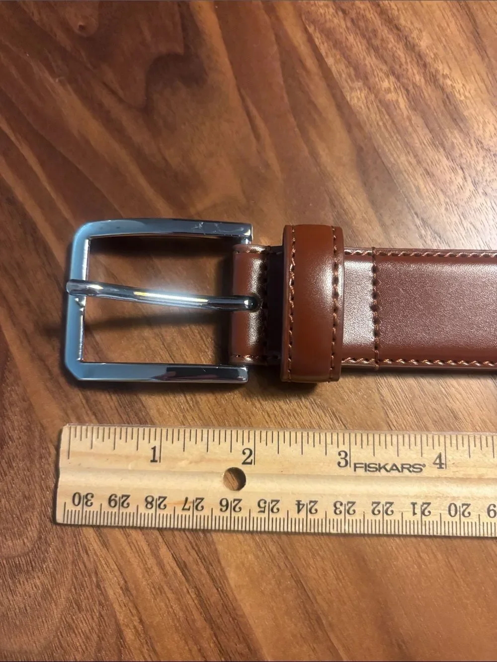 Lejon Leather Goods Men's Leather Belt in Cognac Brown - 34